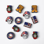 Silicone Focal Beads USA Veterans USA Skeleton Flag Front View 20Pcs 6