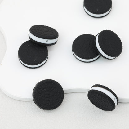 3D Black Cookie Silicone Focal Beads 20pcs 3