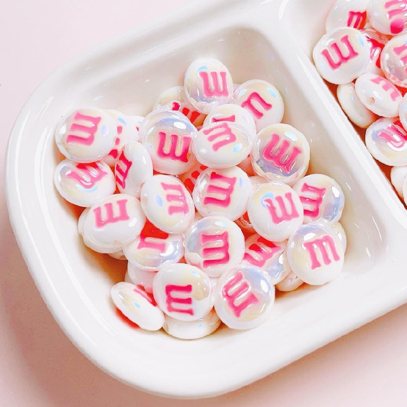 Glossy M Beans Acrylic Beads 14mm Colorful Candy 10pcs 15
