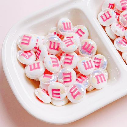 Glossy M Beans Acrylic Beads 14mm Colorful Candy 10pcs 15