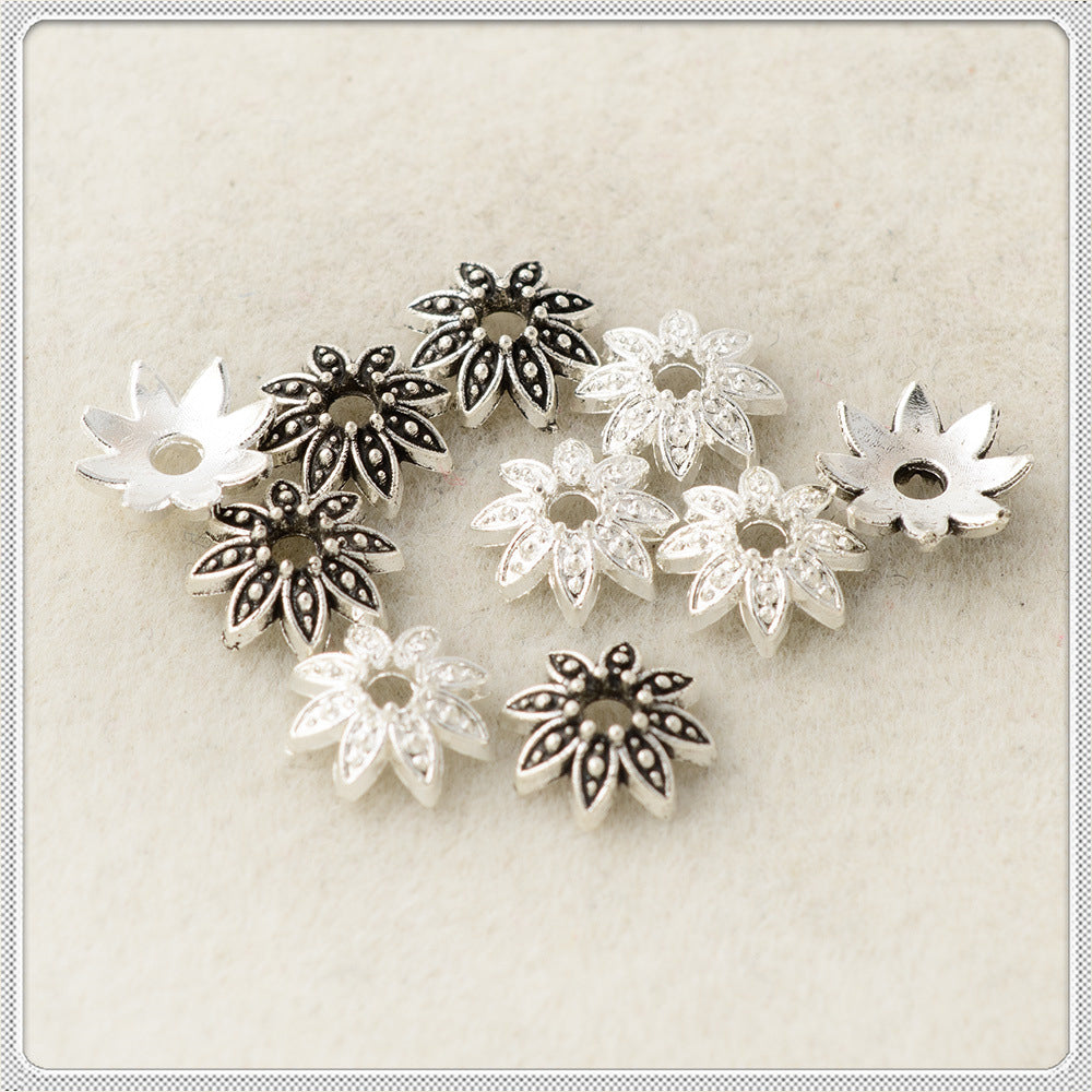 Alloy Flower Bead Caps 7mm Eight-Petals Tibetan 100pcs