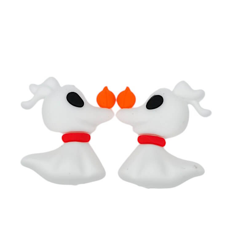 Silicone 3D Focal Beads Jack Dog Ghost Pup Halloween Red Collar