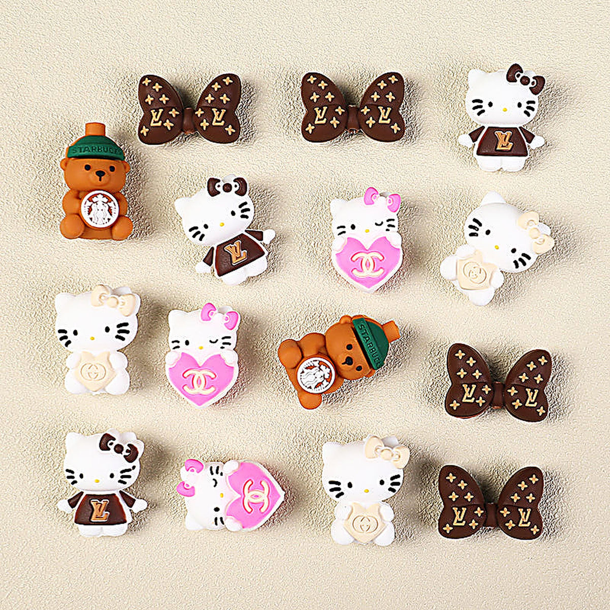 3D Designer Style Silicone Focal Beads Cat Bear Heart Shapes 20pcs