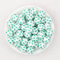 15mm Printed Leaf Pattern Silicone Round Beads 50pcs - Maple Leaf
