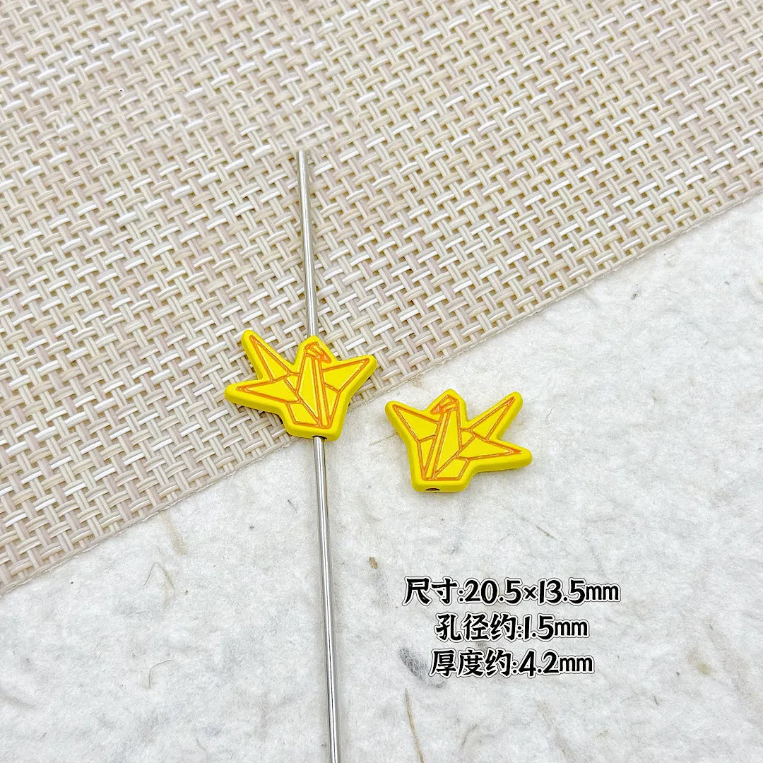 Folded Paper Crane Metal Beads 20mm Spray Painted Colorful Alloy 9