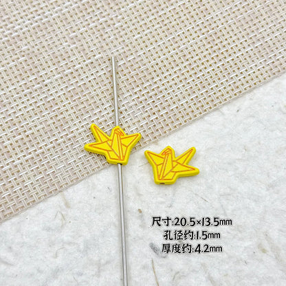 Folded Paper Crane Metal Beads 20mm Spray Painted Colorful Alloy 9