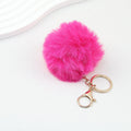 Pom Pom Keychain Fluffy Imitation Rex Rabbit Fur Ball 8cm With Lobster Clasp - 1# Plum Red