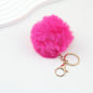 Pom Pom Keychain Fluffy Imitation Rex Rabbit Fur Ball 8cm With Lobster Clasp - 1# Plum Red