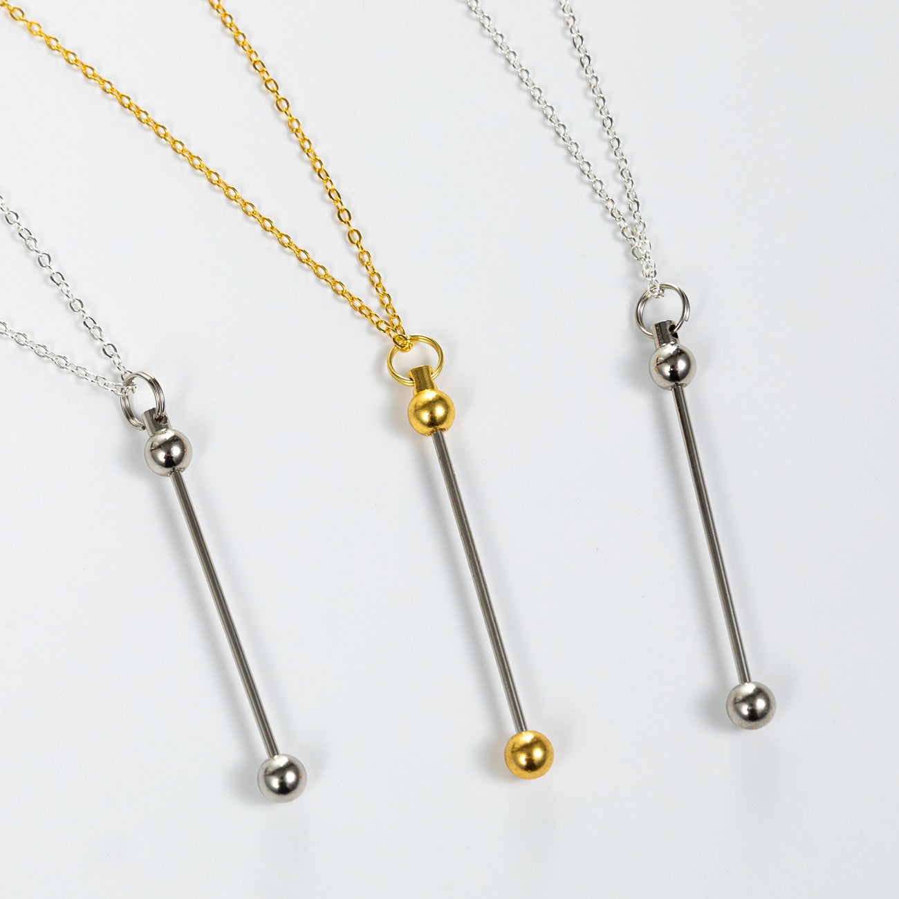 Beadable Metal Necklaces With Bars