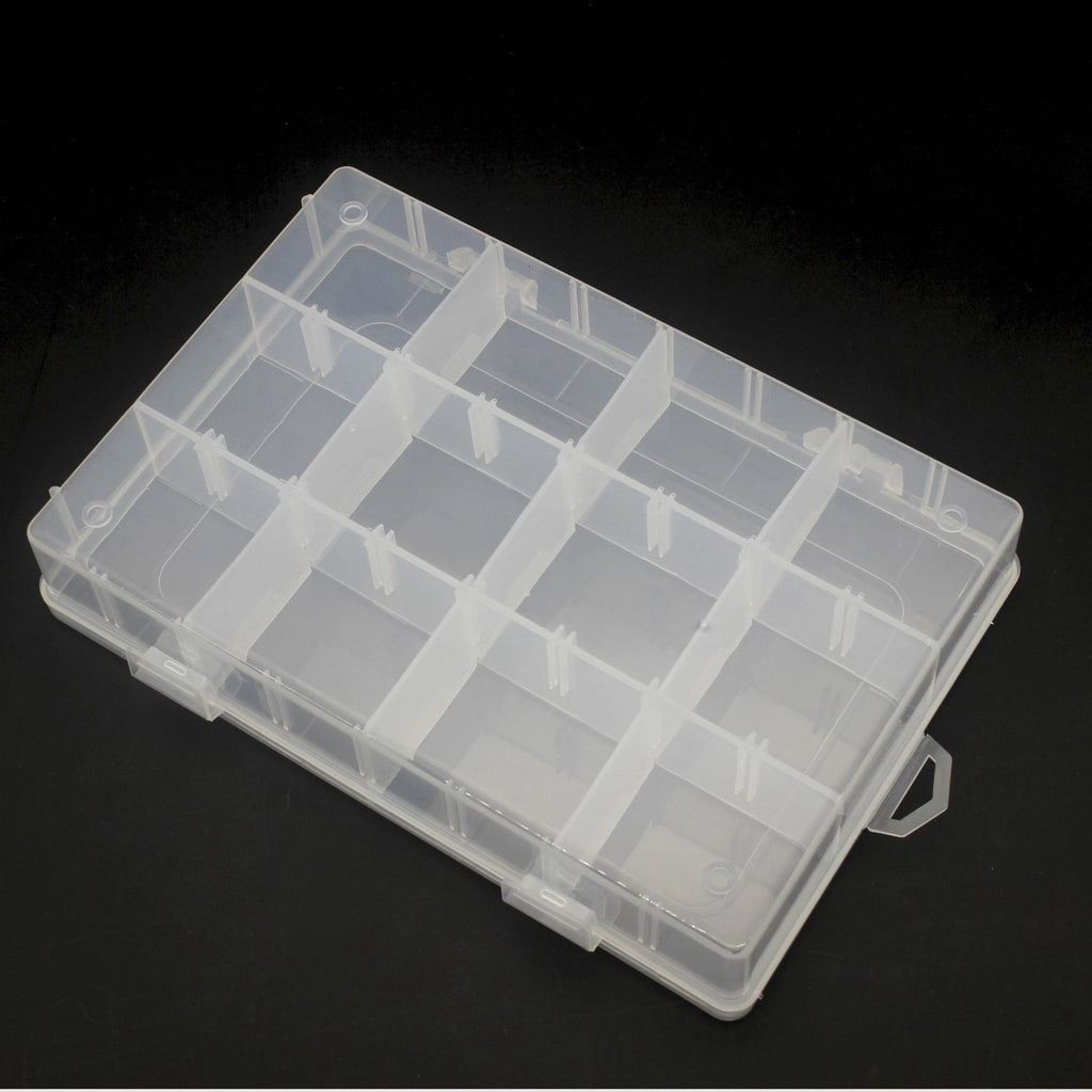 Plastic Organizer Box Clear 12 Compartments Detachable 5pcs 19cm