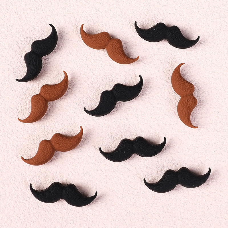 Silicone Focal Beads Beard Handlebar Mustache Textured Curved 20pcs 14