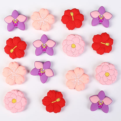 Floral 3D Silicone Focal Beads Assorted Flower Shapes 20pcs 4