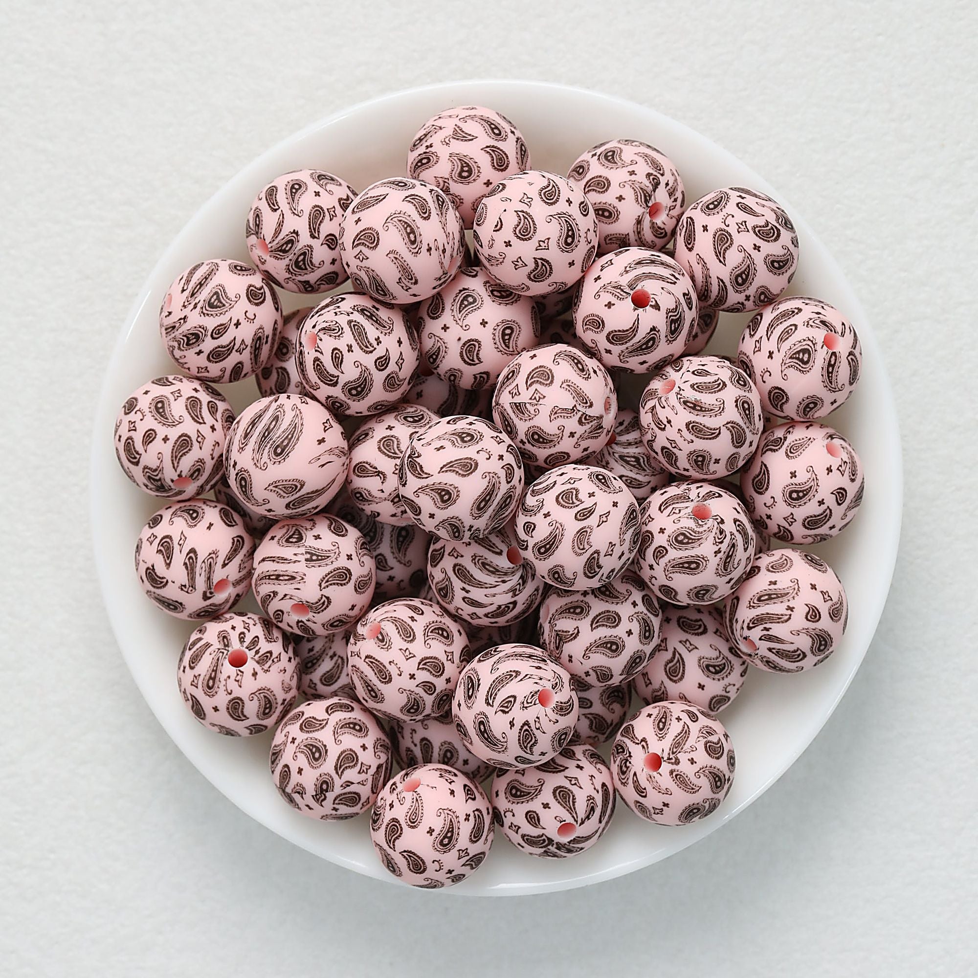 15mm Paisley Pattern Priented Silicone Round Beads 50pcs - Color 3