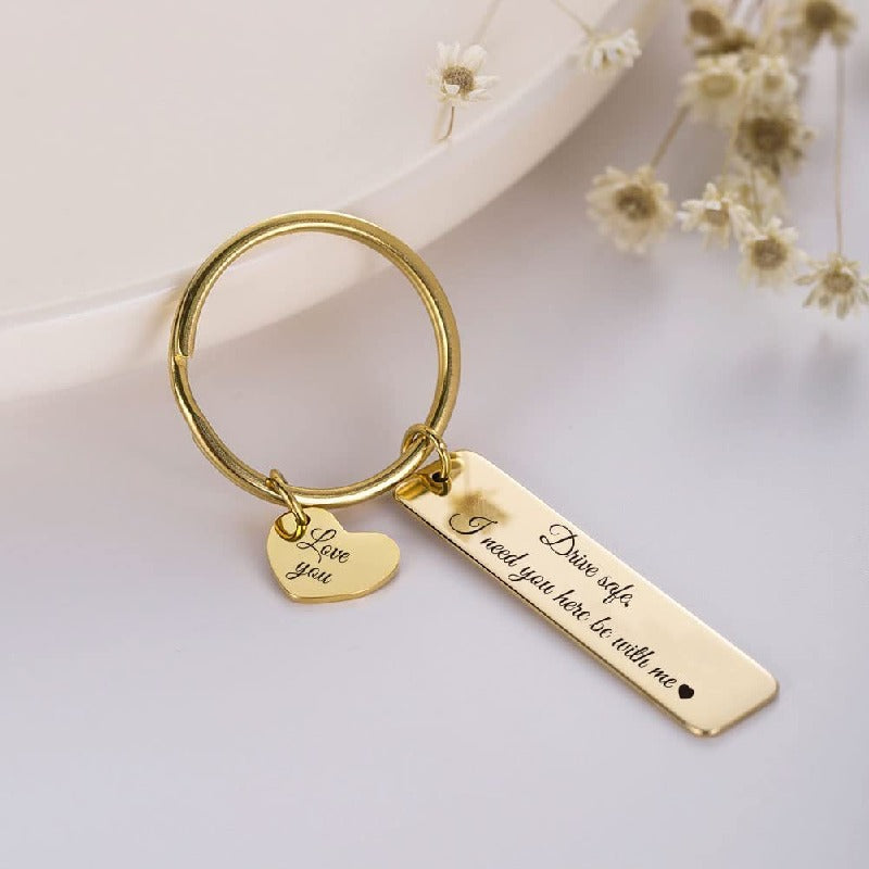 Alloy Drive Safe Couple Keychain Stainless Steel Gold Silver 2