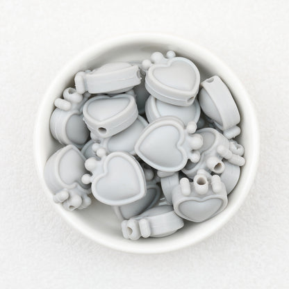 Colorful Heart Crown Silicone Focal Beads 20pcs 3