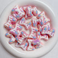 Hand-Painted Bow Heart Acrylic Beads 21×29mm Glossy Pastel 5pcs 2