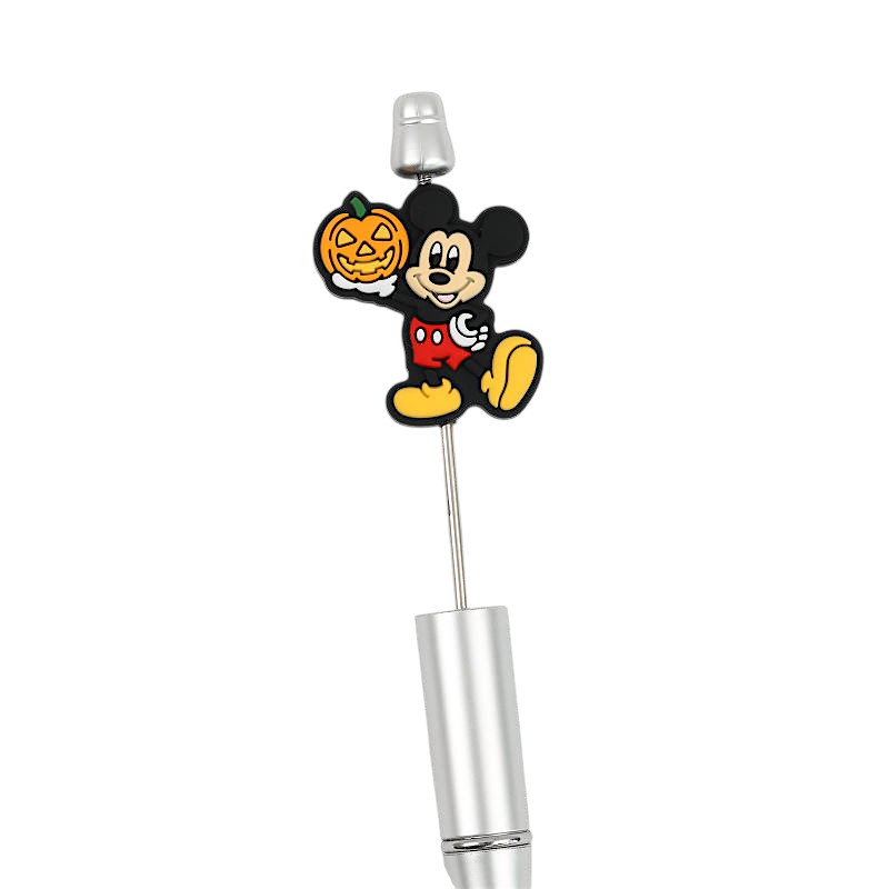 Silicone Focal Beads Halloween Pumpkin Mickey Holding Jack O Lantern 20pcs 2