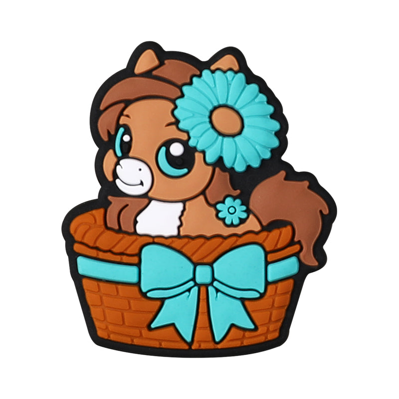 Silicone Focal Beads Basket Animals Holding Bows 20pcs 10