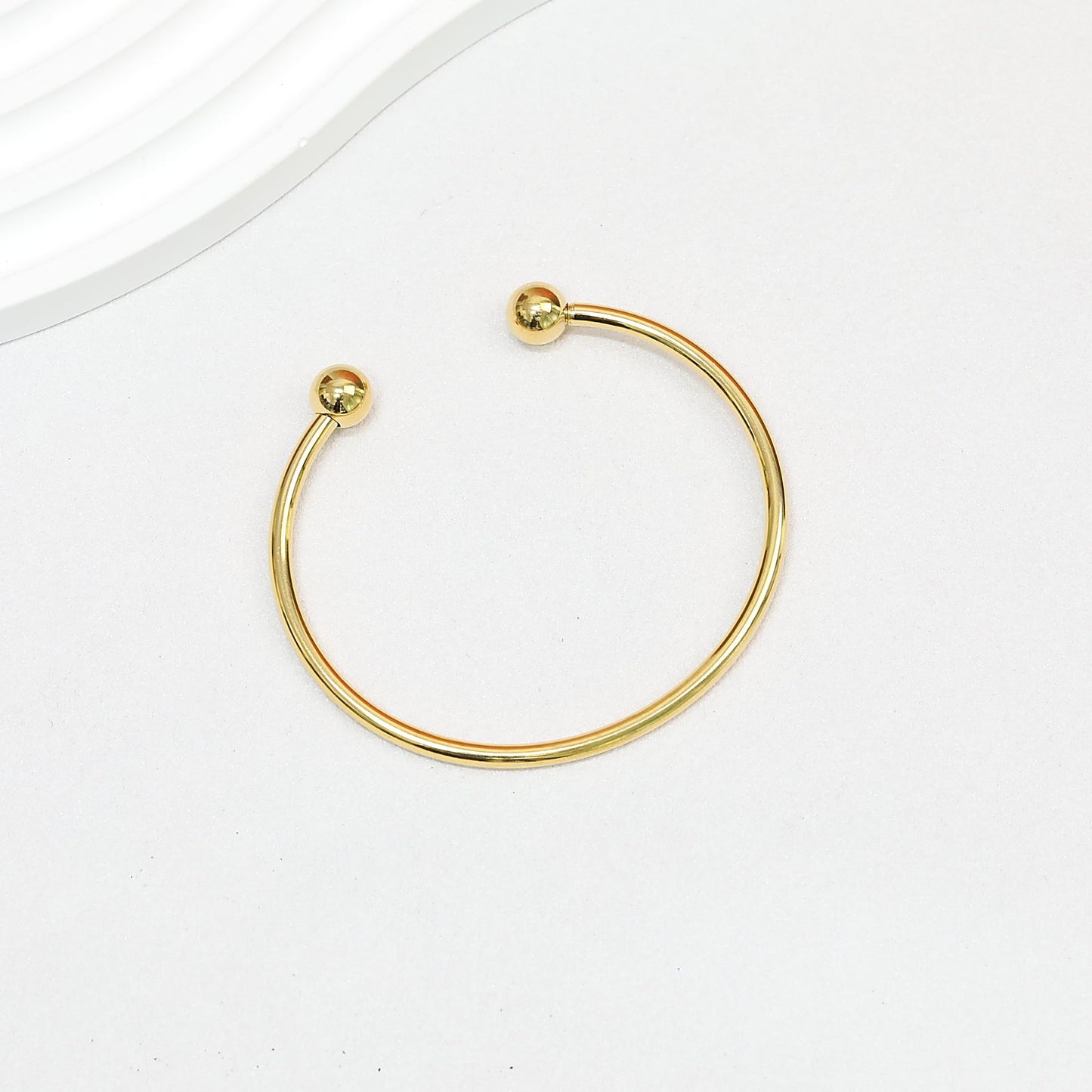 Beadable Bracelet Titanium Steel Electroplated C-Shaped Open Bangle - Small-Gold