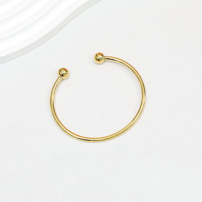 Beadable Bracelet Titanium Steel Electroplated C-Shaped Open Bangle - Small-Gold