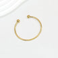 Beadable Bracelet Titanium Steel Electroplated C-Shaped Open Bangle - Small-Gold