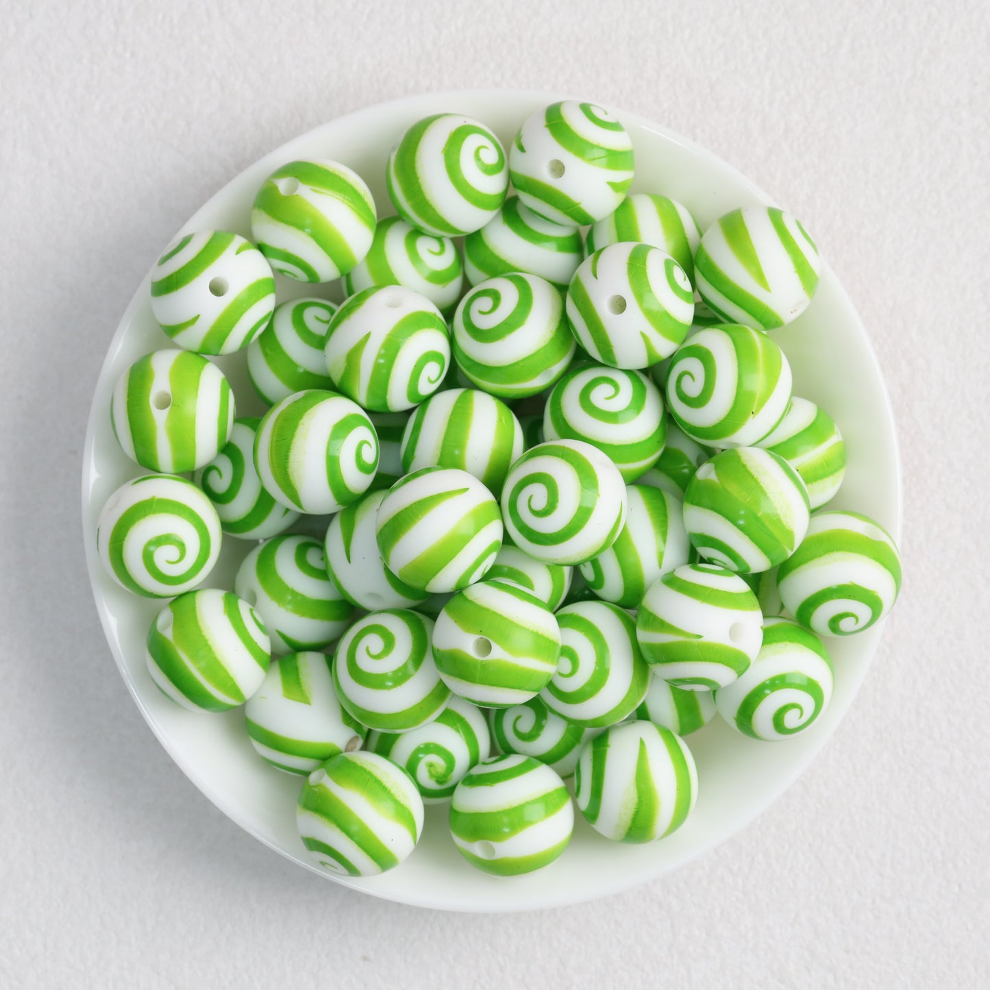 Colorful 15mm Swirl Pattern Priented Round Silicone Beads 50pcs 9