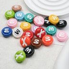 Baking Painted Acrylic Beads 18mm Enamel Candy Letter 50pcs