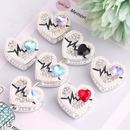 Fancy Heart Shape Crystal Rhinestone Alloy Beads 22mm 3pcs 2