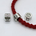 Tube Metal Beads 7mm Silver Tone Fireworks Pattern 40pcs