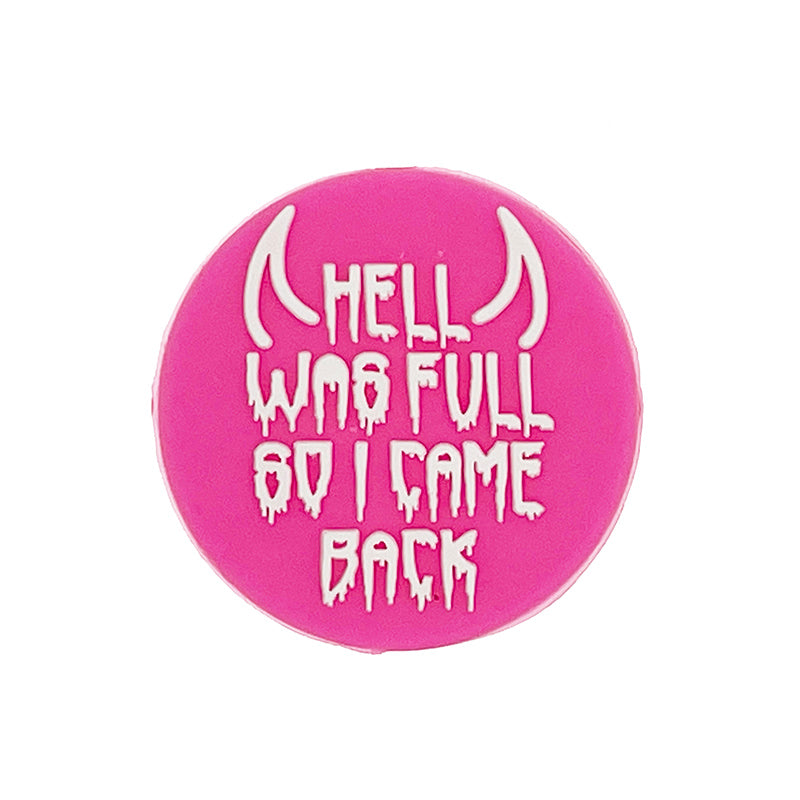 Silicone Focal Beads Hell Was Full So I Came Back Drippy Lettering Devil Horns 20pcs 3
