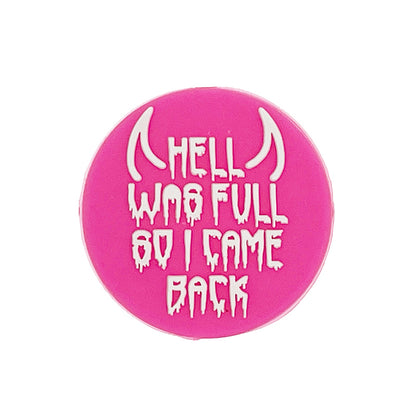Silicone Focal Beads Hell Was Full So I Came Back Drippy Lettering Devil Horns 20pcs 3
