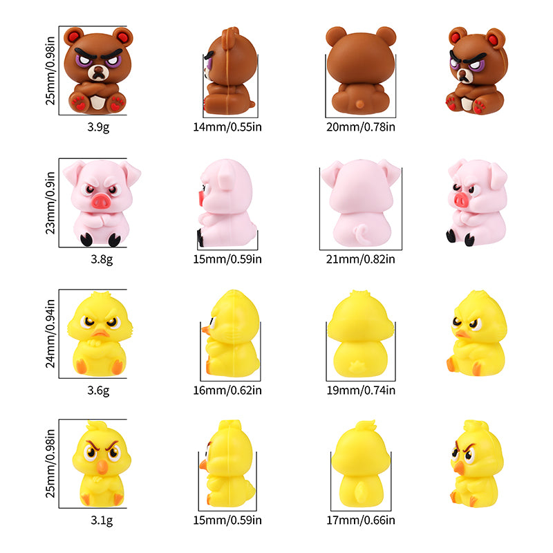 Silicone 3D Focal Beads Angry Animal Front Facing Expression 10