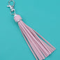 PU Leather Tassel Keychain 9cm Strips Silver Lobster Clasp 13
