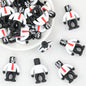 3D Suit Robot Silicone Focal Beads Black White 20pcs