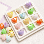 Faceted Heart Acrylic Beads 17.5mm Pastel Vibrant Mixed 10pcs