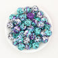 15mm Cow PPrinted Round Silicone Beads Colorful Spots 50pcs - Ink Spot Mix