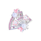 Alloy Hollow 3D Fan Shaped Rhinestone Beads 33mm 3pcs 5