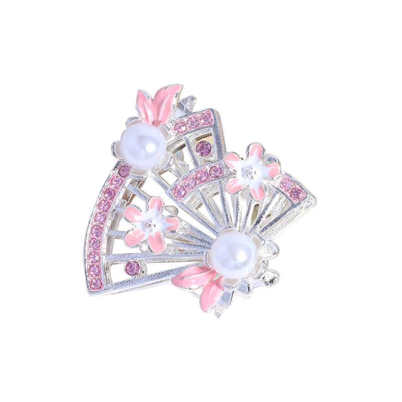 Alloy Hollow 3D Fan Shaped Rhinestone Beads 33mm 3pcs 5