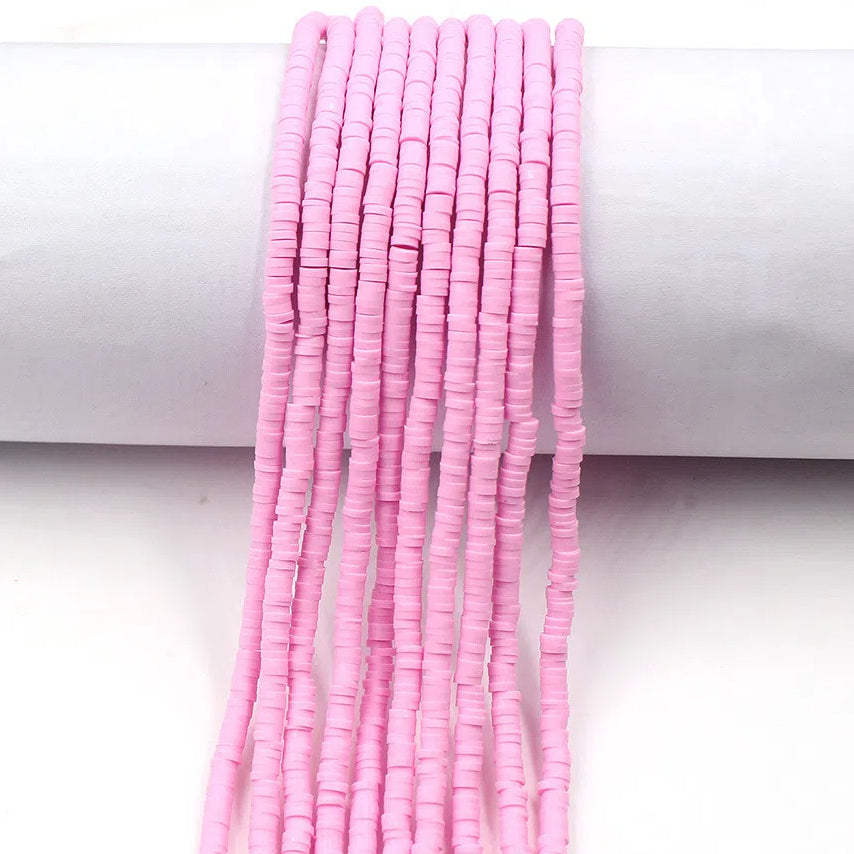Flat Clay Beads 4mm Solid Color Polymer Disc 10strands 20