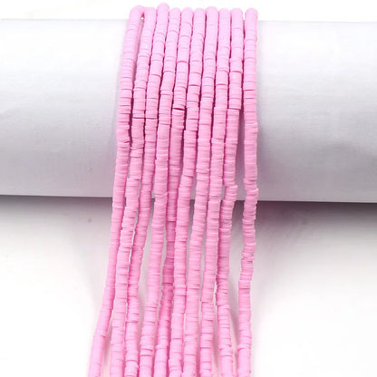 Flat Clay Beads 4mm Solid Color Polymer Disc 10strands 20