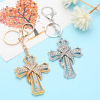 Metal Diamond Cross Keychain Elegant Gold and Silver Faith Inspired 3