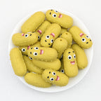  3D Silicone Focal Beads Mustard Yellow Cucumber 20pcs 2