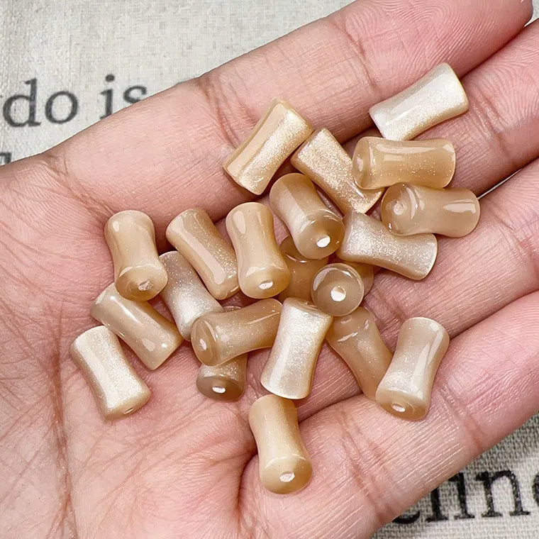 Imitation Jade Bamboo Section Resin Beads 12mm Glitter Powder 10pcs 9