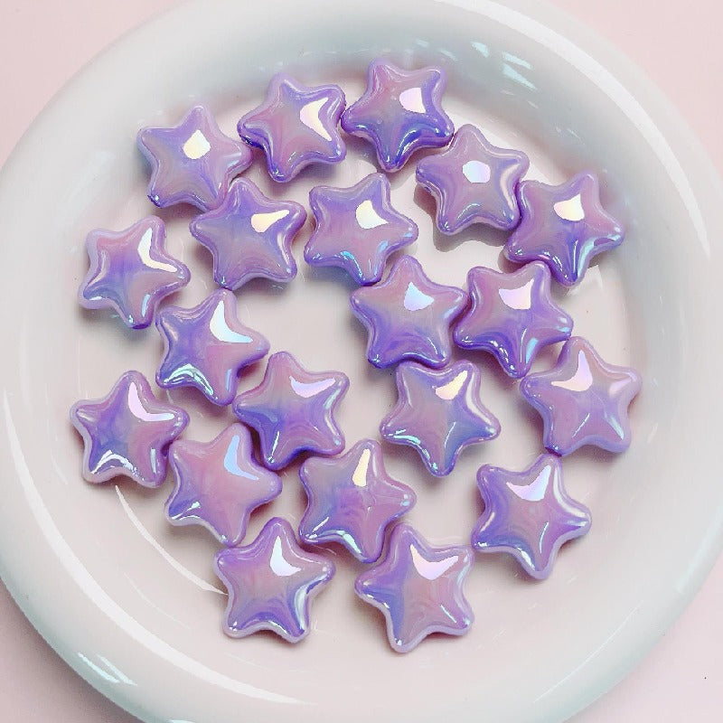 Opaque Star Acrylic Beads 22mm Glossy Colorful 10pcs 7