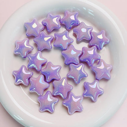 Opaque Star Acrylic Beads 22mm Glossy Colorful 10pcs 7