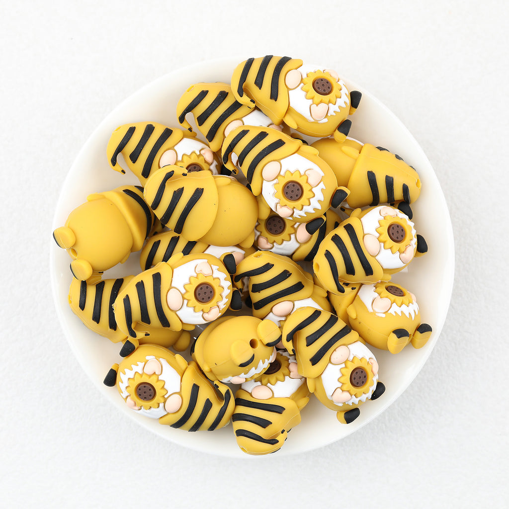 3D Yellow Daisy Dwarf Silicone Focal Beads 20pcs  2