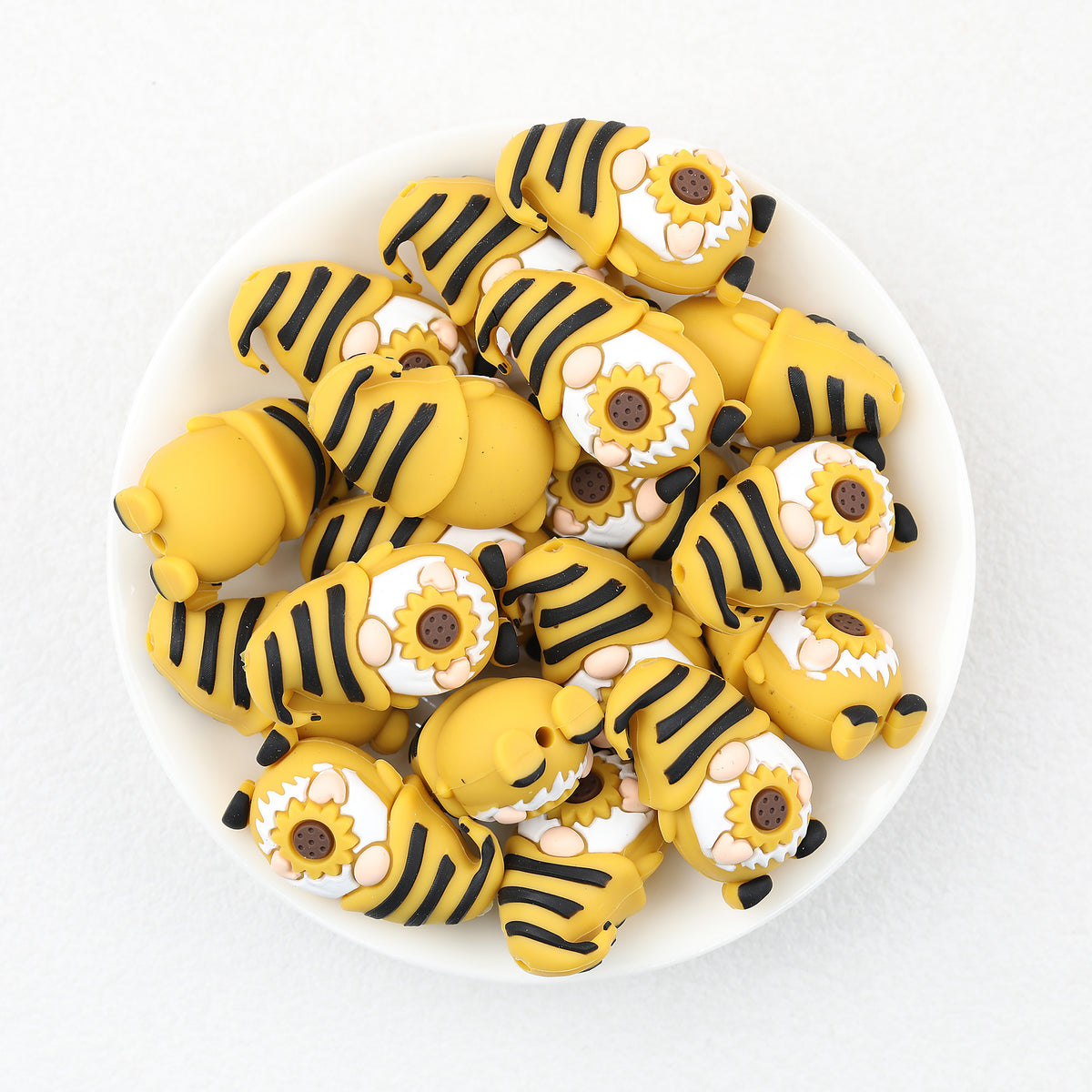 3D Yellow Daisy Dwarf Silicone Focal Beads 20pcs  2