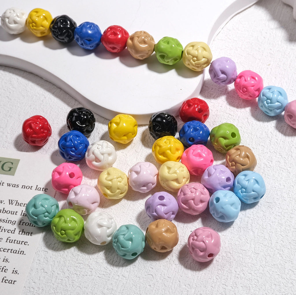 Painted Round Acrylic Beads 11mm Baked Glossy 50pcs