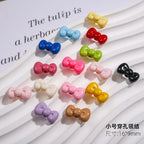 Painted Mini Bow Acrylic Beads 13mm Glossy Mixed Colors 50pcs 3
