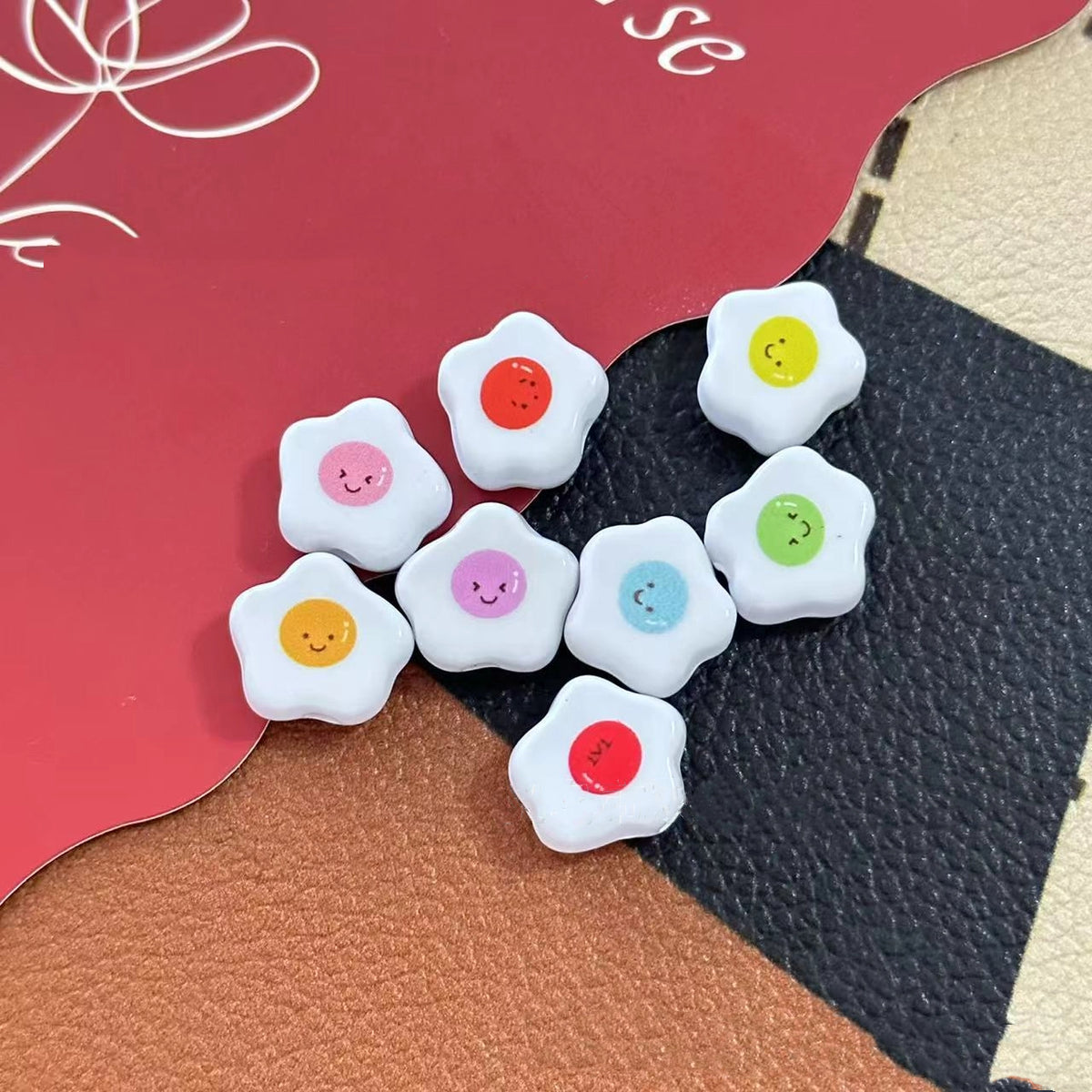 Smiley Face Sunflower Acrylic Beads 16mm Glossy Colorful 20pcs